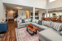 New! Farmhouse + Pool + Firepit + Wrap Around Covered Porch