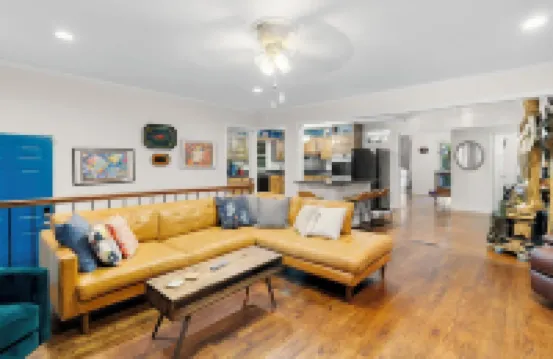 Spacious Open Floor Plan. 5 Beds. 5 TVs Art.