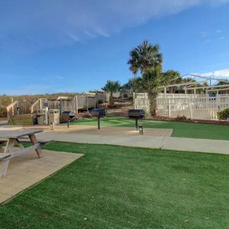 Beautiful condo with personal balcony in our oceanfront complex .