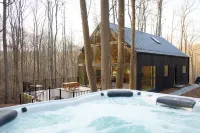 The Ledges Cabin - modern luxury on 35 acres, 8 person hot tub, wood fireplace.