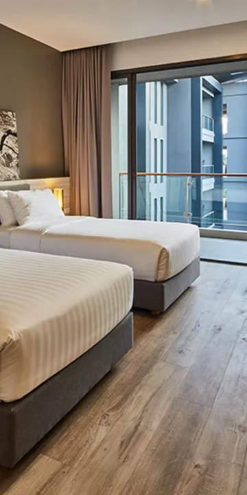 ห้องทวินมาตรฐานอบอุ่นวิวสวน