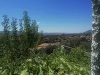 A balcony overlooking the Sierra Nevada.