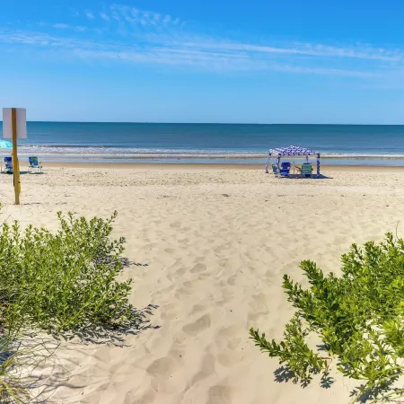 Oak Island Condo w/ Ocean View: Steps to Beach!