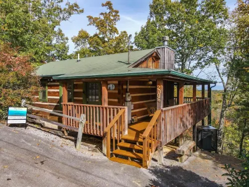 View! Cozy, Private, Fireplace, Hot Tub Log Cabin, Honeymoon!