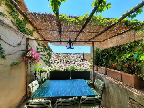 In lovely hilltop village near the sea spacious panoramic house with 2 terraces