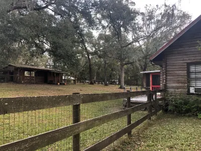 Log Cabin near Ocala and World Equestrian Center ideal for family retreats. Hotels near Grand Lake Golf Course