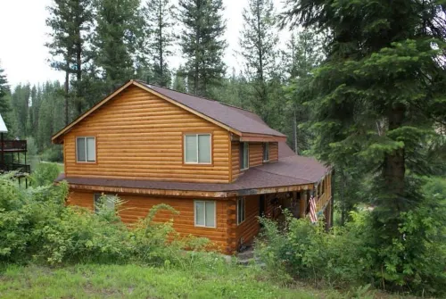 Log Cabin Golf Course Front-Terrace Lakes, gorgeous wrap around deck with views