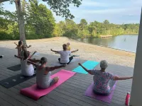 Waterfront Bungalow Nightly Panoramic View of Our Illuminated Covered Bridge Hotels in Galloway