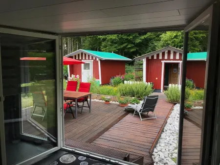 Wooden house with large garden and sauna "dogs welcome" Отели в г. Вестервальд