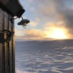 View of volcano Hekla and horse pastures, very cozy and quiet,