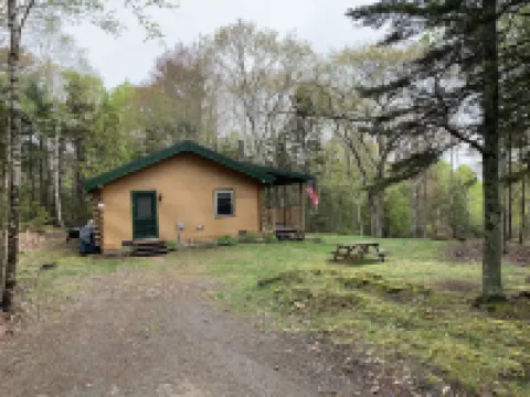 Island log home in Maine with ocean views