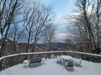 Quiet 3 bedroom cabin in the woods, amazing mountain and lake views, huge deck