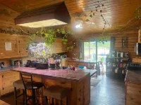 Log Cabin house on 10.5 acers of wooded land. Accommodates 20 plus guest.