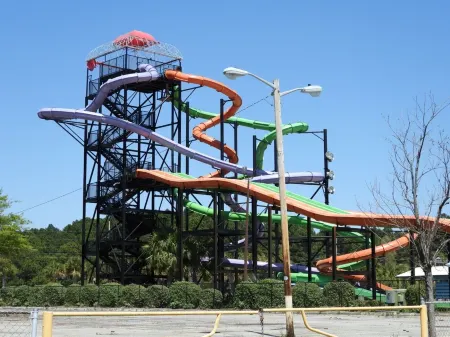 Luxury Master Suite king size bed full bathroom in the center of Myrtle BeachSC