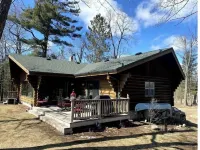 Lucky View Lodge Log Cabin on Big Butternut Lake Luck, WI 3 acre 300ft lakeshore