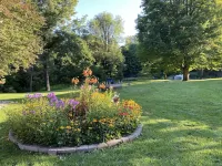 Nestled around 18 acres. Close to trails and a lake.