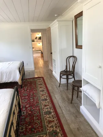 A view of Lake Superior set in the middle of a working farm