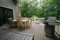 Modern Lodge close to Asheville NC with mountain views, hot tub & fire pit. Hotels near Ridgecrest Conference Center
