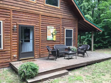 Small log cabin in the woods
