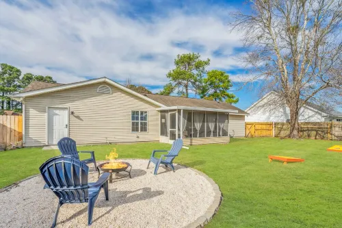 Pet Friendly Fenced Backyard Game Room Patio Firepit Trailer Motorcycle Parking