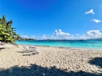 Seaside Charm!! Cozy BEACHFRONT Condo located on Sapphire Beach steps to thesand