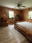 Country Creek Retreat: cozy 2-bedroom cabin with AC, WiFi, & forested privacy
