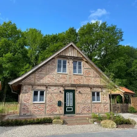 New charming half-timbered house by the lake in the idyllic Münsterland region
