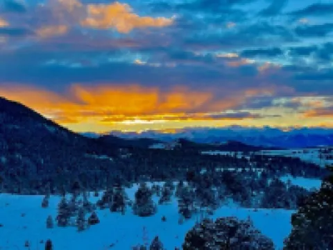 Mountain house overlooking Bear Basin Valley and the Sangre de Cristo Range.