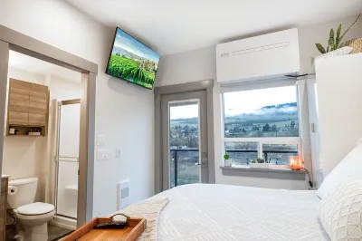 Lake Okanagan brand new beach condo with AC, heated outdoor pool, patio and BBQ.