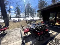 Lucky View Lodge Log Cabin on Big Butternut Lake Luck, WI 3 acre 300ft lakeshore Hotels in Luck