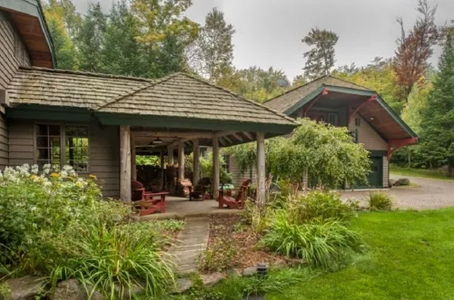 Adirondack Great Camp style home on beautiful Blue Mountain Lake