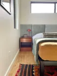 Sunlit loft with fireplace and king bed