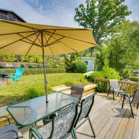 Lakefront Queensbury Home Kayaks and Boat Dock