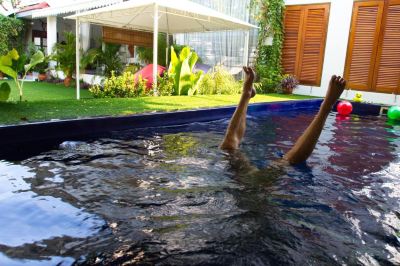 Outdoor Swimming Pool Barefeet Naturist Resort Photo