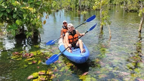 Mirror Lake Krabi + kayaking adventure, with optional upgrades for swimming/elephant bathing/ATV/elephant riding