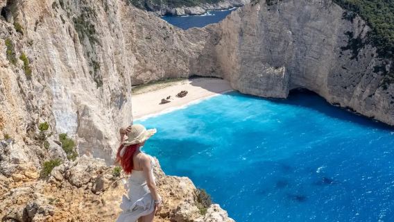 Zakinthos island shipwreck bay and blue caves Zakynthos 1-day tour with hotel transfer, guide and aerial photography
