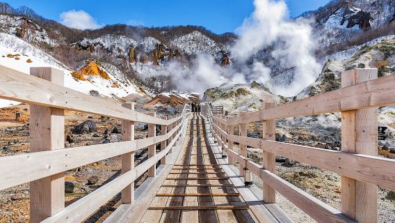 Partenza da Sapporo | Tour di un giorno a Noboribetsu Jigokudani, Lago Toya, Fattoria degli Orsi e romantica Otaru con gelato incluso