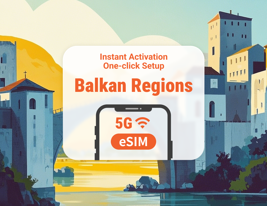 Balcanes 11 Destinos 5G eSIM | Croacia, Turquía, Grecia y más | Soporta ChatGPT y TikTok | 1–30 Días | QR instantáneo