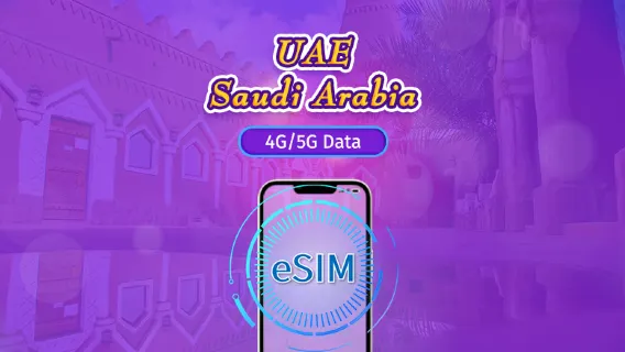 Arab Saudi/UEA | eSIM 5G/4G | Paket Total | Penagihan 24 Jam | 90 Hari | Kode QR