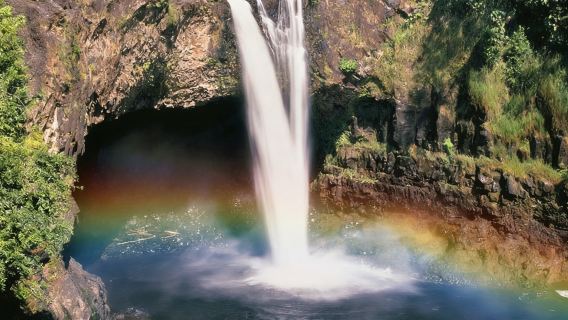 美國夏威夷大島彩虹瀑布+阿卡卡瀑布+莉莉烏歐卡拉尼花園一日遊