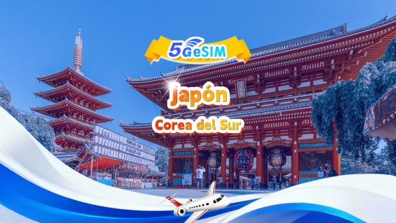 eSIM 5G para Japón y Corea del Sur | Paquete diario/Paquete total | 1-30 días | QR code