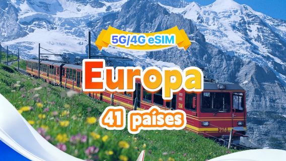 eSIM 5G/4G Europea | Paquete diario/Paquete total | 500 MB/día - 50 GB en total | 1-30 días | Sistema 24 horas | QR code