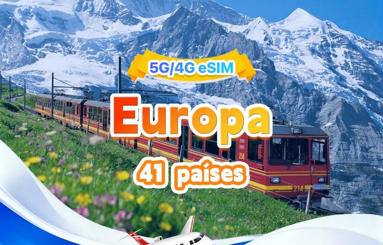 eSIM 5G/4G Europea | Paquete diario/Paquete total | 500 MB/día - 50 GB en total | 1-30 días | Sistema 24 horas | QR code