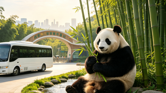Chengdu downtown - Research Base of Giant Panda Breeding | round-trip shuttle bus | shared transfer | panda bus