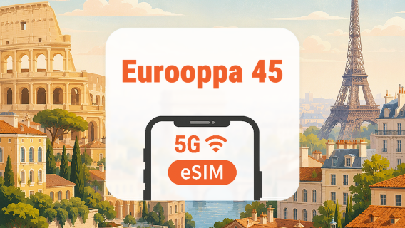 Eurooppa 45 maata 5G eSIM | Kaikki AI & TikTok | 1–30 päivää | QR-koodi