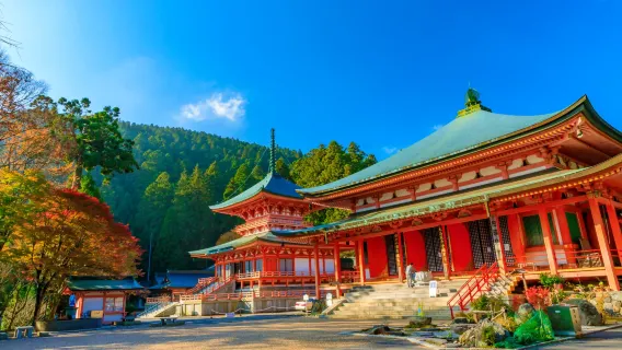 Tagesausflug zum Enryaku-ji auf dem Berg Hiei in Japan, Ōmi-Hachiman und zur Beleuchtung der roten Ahornbäume im Kyōrinbō-Tempel