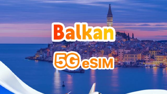 Balkan 5G/4G eSIM | Tagespaket/Gesamtpaket | 1 GB/Tag – insgesamt 50 GB | 1-30 Tage | QR-Code