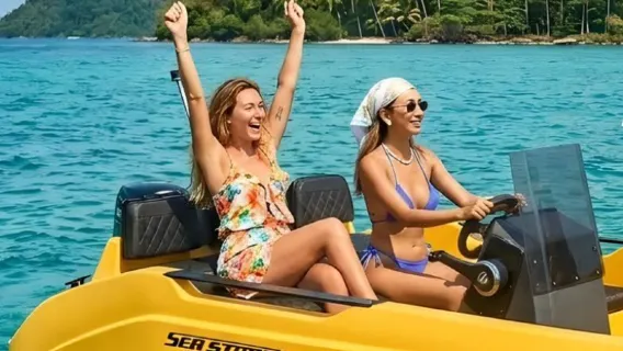 Featured tour starting at 9348 THB: Speedboating experience in Phuket with instructor | Snorkeling & meals included | Hotel transfer provided