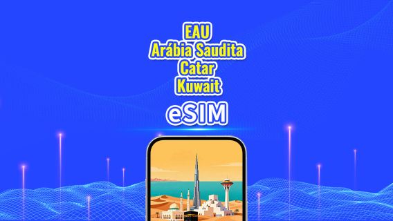 EAU/Arábia Saudita/Qatar/Kuwait eSIM 5G | Plano Diário/Pacote de Dados Total | 1-30 Dias | Faturamento de 24 Horas | Código QR