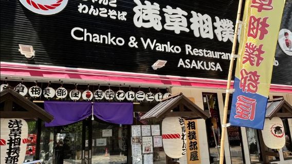 Esperienza di spettacolo di sumo alla stalla di sumo di Asakusa [Spettacolo di sumo + doppio piacere con il chanko nabe di pollo]